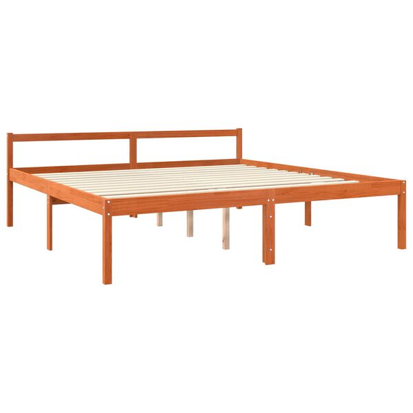 vidaXL Cadre de lit Cire marron 200 x 200 cm Bois de pin massif