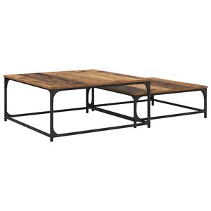 vidaXL Table basse 2 pc Bois Ancien 80 x 80 x 35 cm Bois d'ing&eacute;nierie