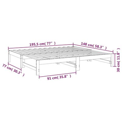 vidaXL Lit coulissant sans matelas marron miel 2x(75x190) cm