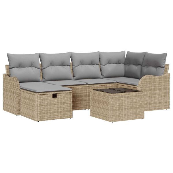 vidaXL Ensemble de canap&eacute; de jardin 7 pcs beige et gris clair