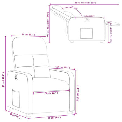 vidaXL Fauteuil inclinable électrique Noir Tissu