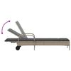 vidaXL Chaise longue avec roues et coussins gris clair r&eacute;sine tress&eacute;e