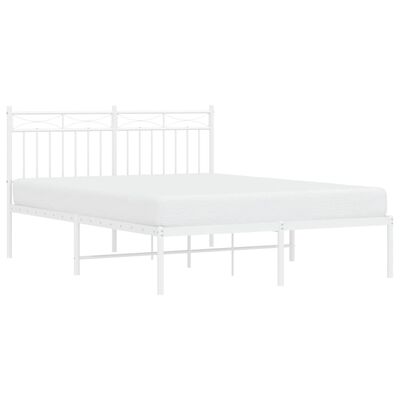 vidaXL Cadre de lit métal sans matelas et tête de lit blanc 135x190 cm