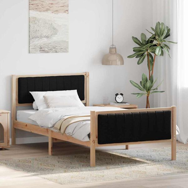 vidaXL Cadre de lit Marron et noir 100 x 200 cm Bois massif en pin