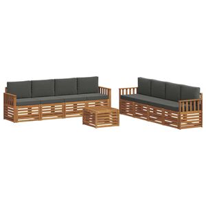 vidaXL Ensembles de canap&eacute;s avec coussin 9 pcs Naturel et Anthracite