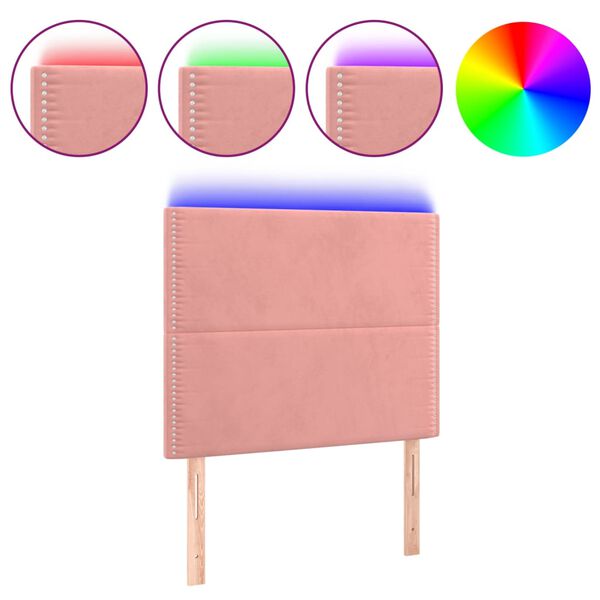 vidaXL T&ecirc;te de lit &agrave; LED Rose 90x5x118/128 cm Velours