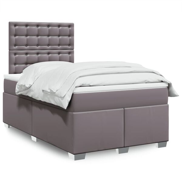 vidaXL Sommier &agrave; lattes de lit avec matelas gris 120x190 cm similicuir