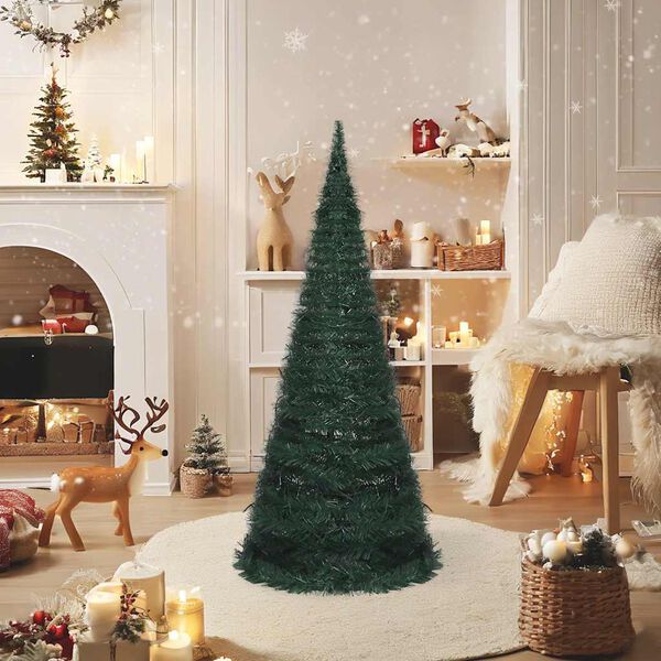 vidaXL Sapin de No&euml;l artificiel pr&eacute;-&eacute;clair&eacute; avec guirlandes vert 210cm