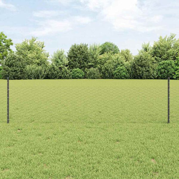 vidaXL Cl&ocirc;ture avec poteau Gris 0,5 x 10 m Acier et PVC