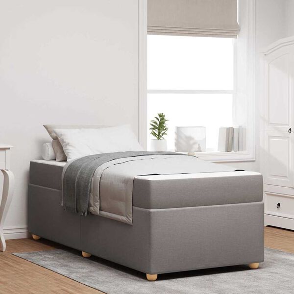 vidaXL Cadre de lit avec matelas Taupe 90 x 200 cm tissu