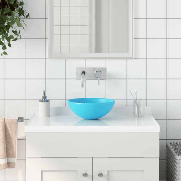 vidaXL Lavabo de salle de bain Céramique Vert Rond