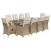 vidaXL Ensemble de bistro de jardin 11 pcs coussins beige poly rotin