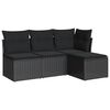 vidaXL Salon de jardin 4 pcs avec coussins noir r&eacute;sine tress&eacute;e