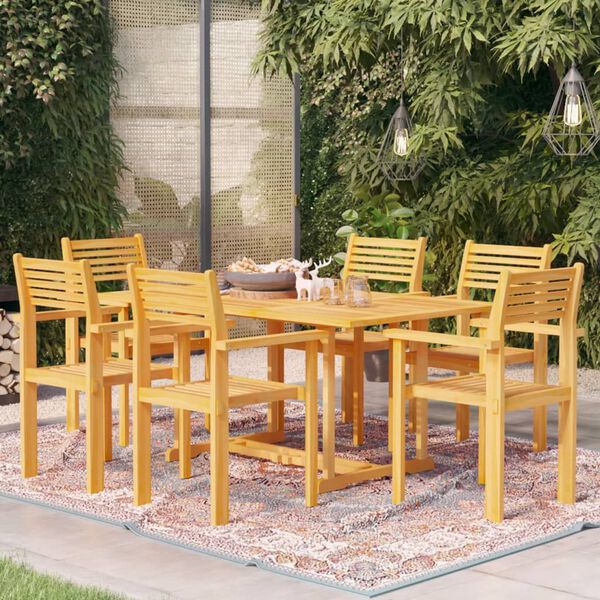 vidaXL Ensemble &agrave; manger de jardin 7 pcs Bois de teck massif