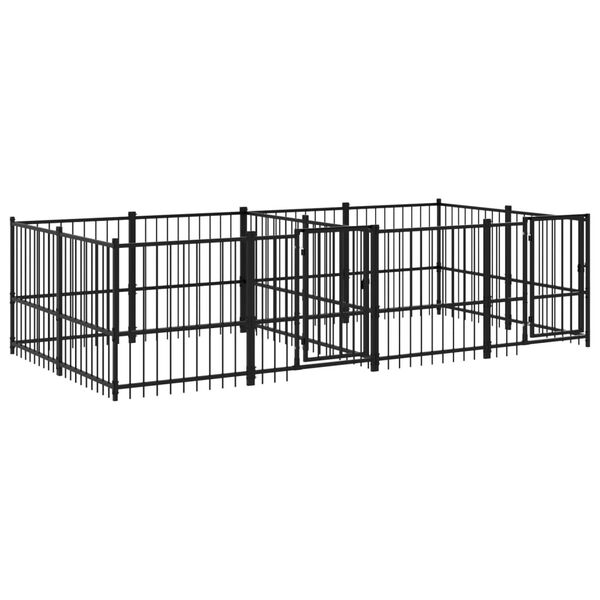 vidaXL Chenil d'ext&eacute;rieur pour chiens Acier 7,51 m&sup2;