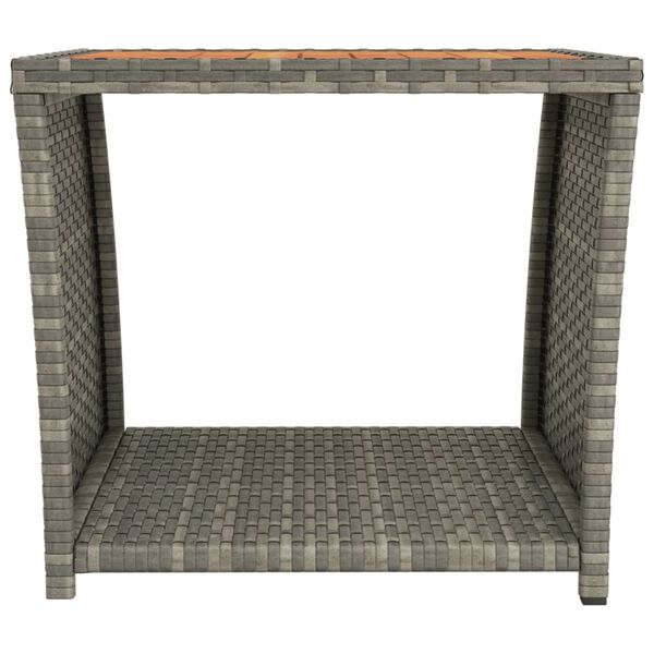 vidaXL Table &agrave; th&eacute; et dessus en bois Gris R&eacute;sine tress&eacute;e Acacia massif