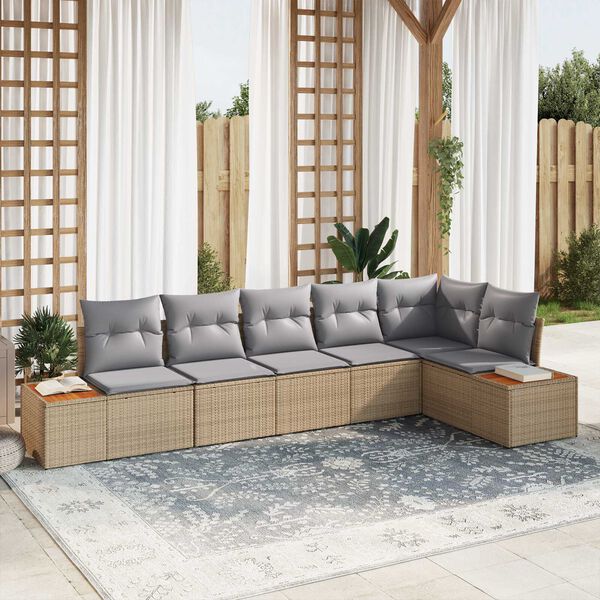 vidaXL Ensemble de canap&eacute; de jardin 6 pcs Beige Poly rotin