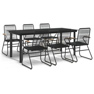 vidaXL Ensemble &agrave; manger de jardin 7 pcs Noir Rotin PVC