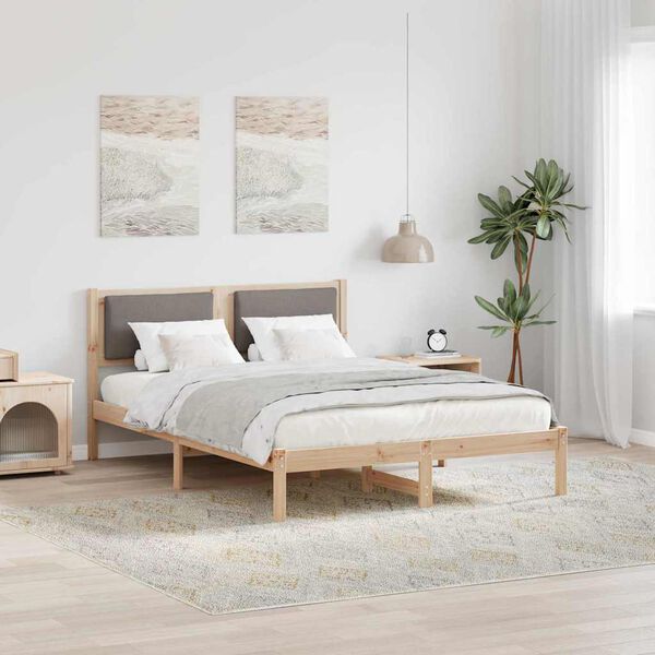 vidaXL Cadre de lit avec t&ecirc;te de lit Taupe 160 x 200 cm Pin massif