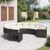 vidaXL Canap&eacute; de jardin avec coussins rond noir r&eacute;sine tress&eacute;e