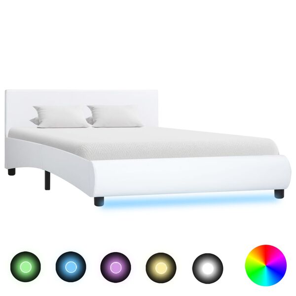 vidaXL Cadre de lit avec LED sans matelas blanc 140x200 cm