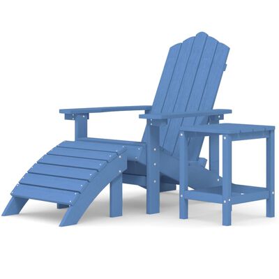 vidaXL Chaise de jardin Adirondack repose-pied table PEHD Bleu aqua