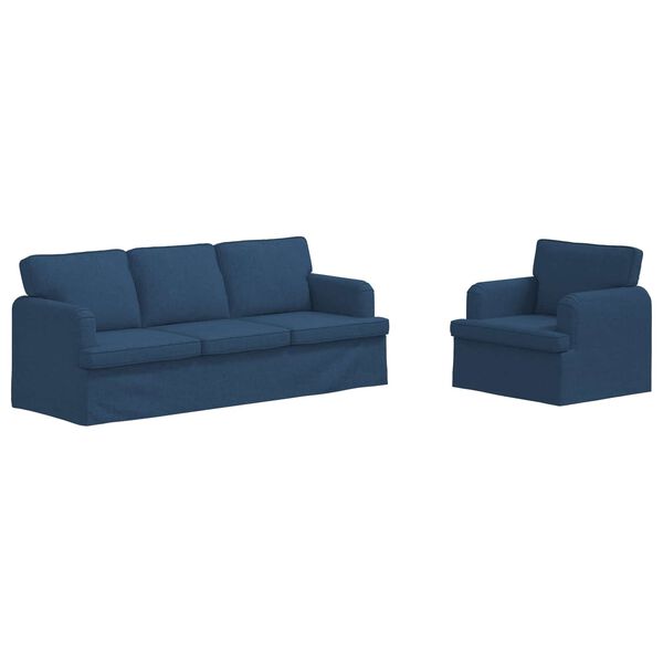 vidaXL Canap&eacute; 180cm 2 pcs Bleu M&eacute;tал
