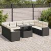 vidaXL Salon de jardin 10 pcs avec coussins noir résine tressée