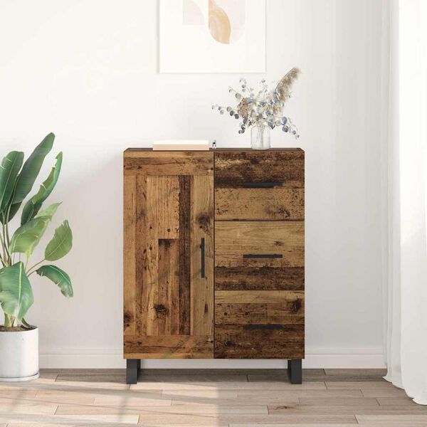 vidaXL Buffet Bois Ancien 69,5 x 34 x 90 cm Bois d'ing&eacute;nierie et fer