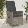 vidaXL Chaise inclinable de jardin avec coussins gris r&eacute;sine tress&eacute;e
