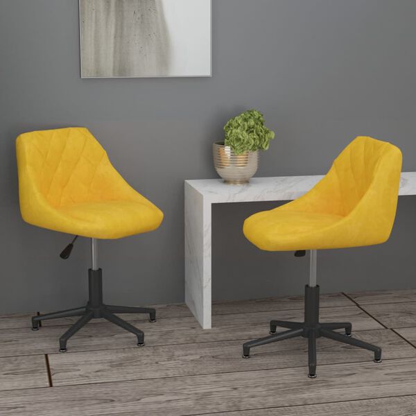 vidaXL Chaises pivotantes &agrave; manger lot de 2 jaune moutarde velours
