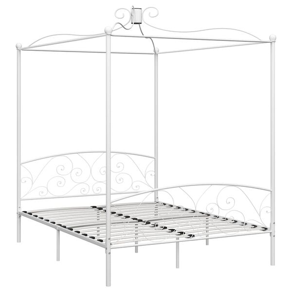 vidaXL Cadre de lit &agrave; baldaquin sans matelas blanc m&eacute;tal 180x200 cm
