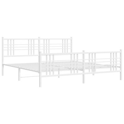 vidaXL Cadre de lit métal sans matelas et pied de lit blanc 180x200 cm