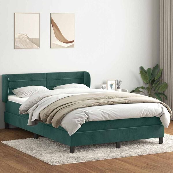 vidaXL Sommier &agrave; lattes de lit et matelas vert fonc&eacute; 160x220cm velours