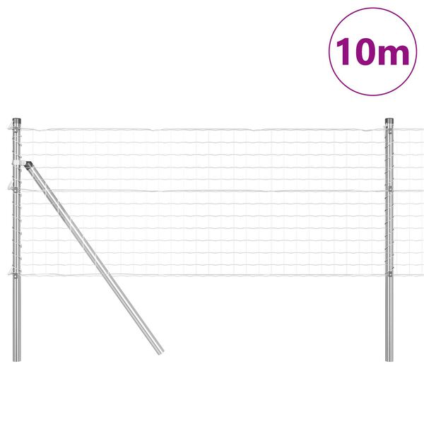 vidaXL Cl&ocirc;ture avec poteau Argent&eacute; 0,4 x 10 m Acier et PVC