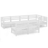 vidaXL Salon de jardin 7 pcs Bois de pin massif Blanc