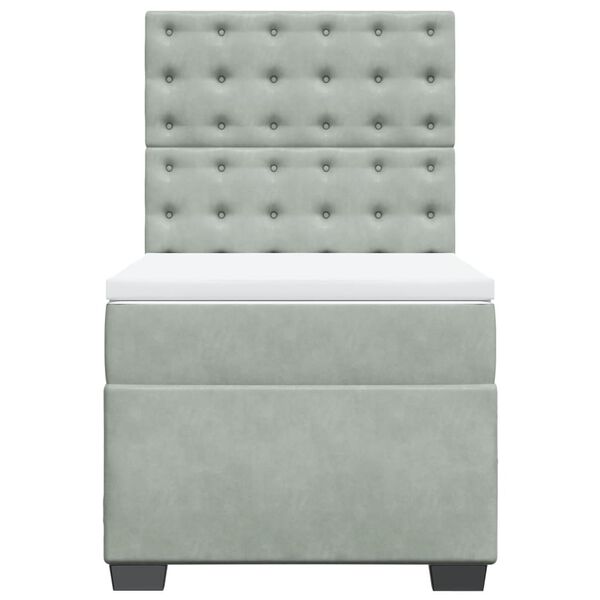 vidaXL Sommier &agrave; lattes de lit et matelas Gris clair 90x200 cm Velours