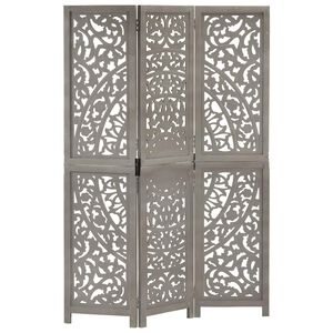 vidaXL Cloison de s&eacute;paration 3 panneaux Gris 120x165 cm Bois manguier