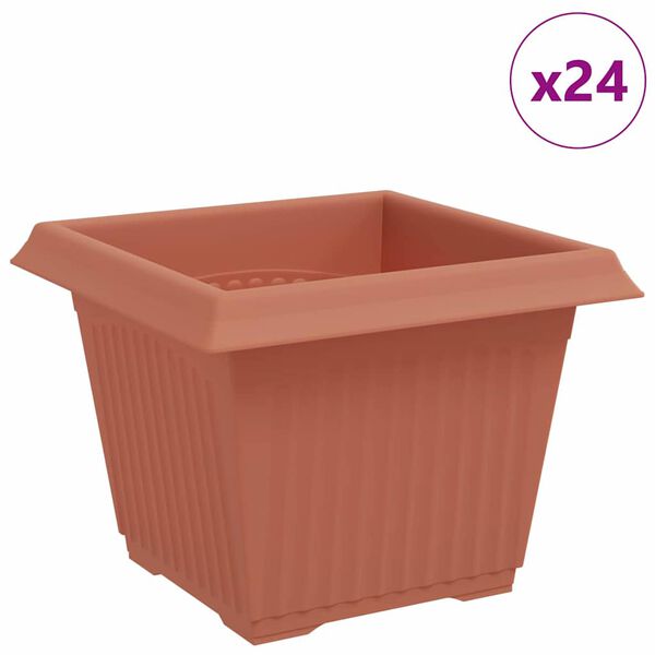 vidaXL Pot de Fleurs Carr&eacute; 24 pcs Rouge brique 23 x 23 x 17,5 cm