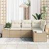 vidaXL Ensemble de canap&eacute; de jardin 4 pcs Beige polyrotin