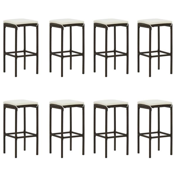 vidaXL Ensemble de bar de jardin 9 pcs coussins R&eacute;sine tress&eacute;e Marron