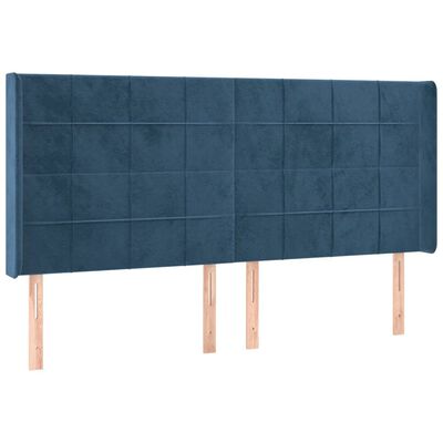 vidaXL Tête de lit à LED Bleu foncé 163x16x118/128 cm Velours