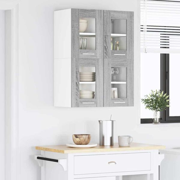 vidaXL Armoire suspendue avec porte 2 pcs Gris Sonoma 60 x 31 x 40 cm