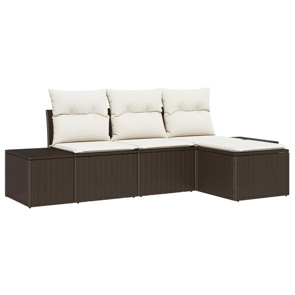 vidaXL Ensemble de canap&eacute; de jardin 4 pcs Marron polyrotin