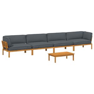 vidaXL Ensemble de Canap&eacute;s Uni 5 pcs Anthracite Bois d'Acacia Massif