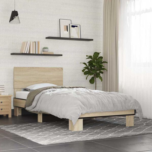 vidaXL Cadre de lit sans matelas ch&ecirc;ne sonoma 75x190 cm
