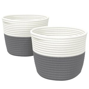 vidaXL Paniers de rangement 2 pcs gris et blanc &Oslash;24x18 cm coton