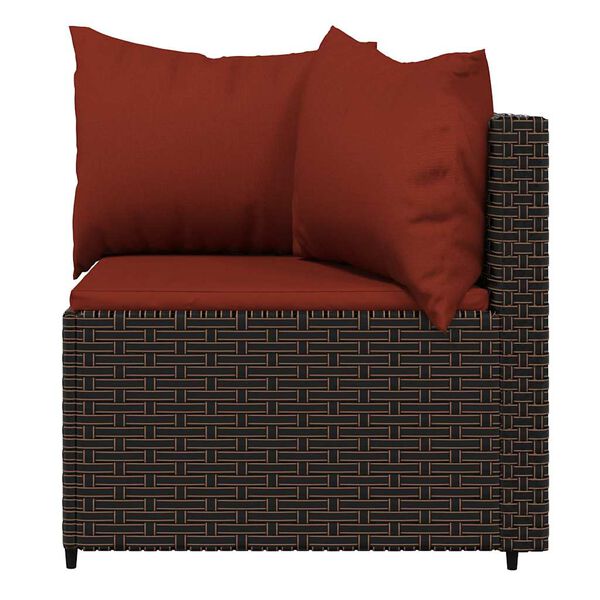 vidaXL Canap&eacute;s d'angle de jardin et coussins2pcs marron r&eacute;sine tress&eacute;e