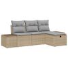 vidaXL Ensemble de canap&eacute; de jardin 4 pcs Beige Poly rotin