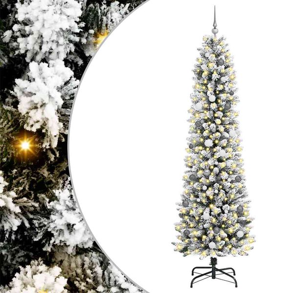 vidaXL Sapin de No&euml;l artificiel Blanc 240 cm PVC, m&eacute;tal et plastique